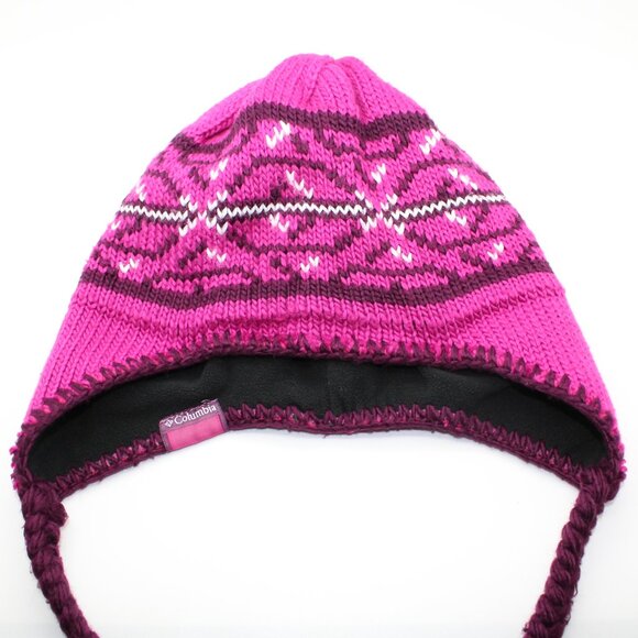 COLUMBIA Knit Snow Ski Pink Winter Tassels Hat - One Size - Picture 2 of 2